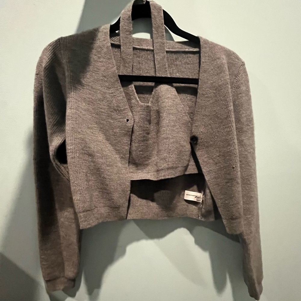 5 for/$25 Two piece attached grey tank top with cardigan